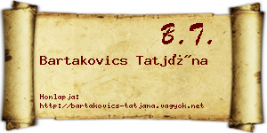 Bartakovics Tatjána névjegykártya